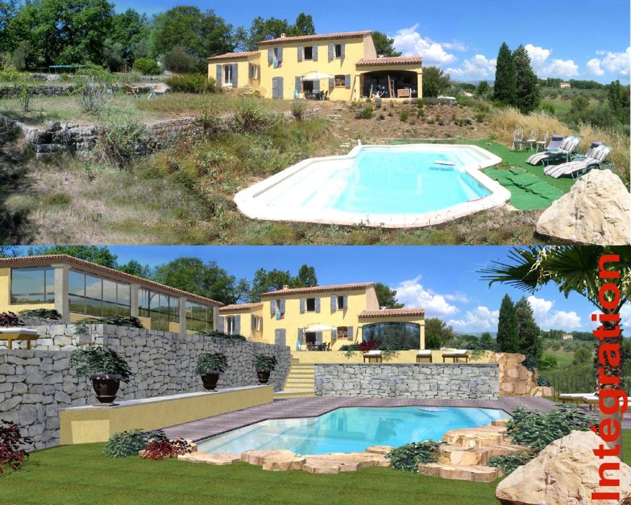 Avant / après : rénovation d’une piscine (relooking), conception Yves Zoccola