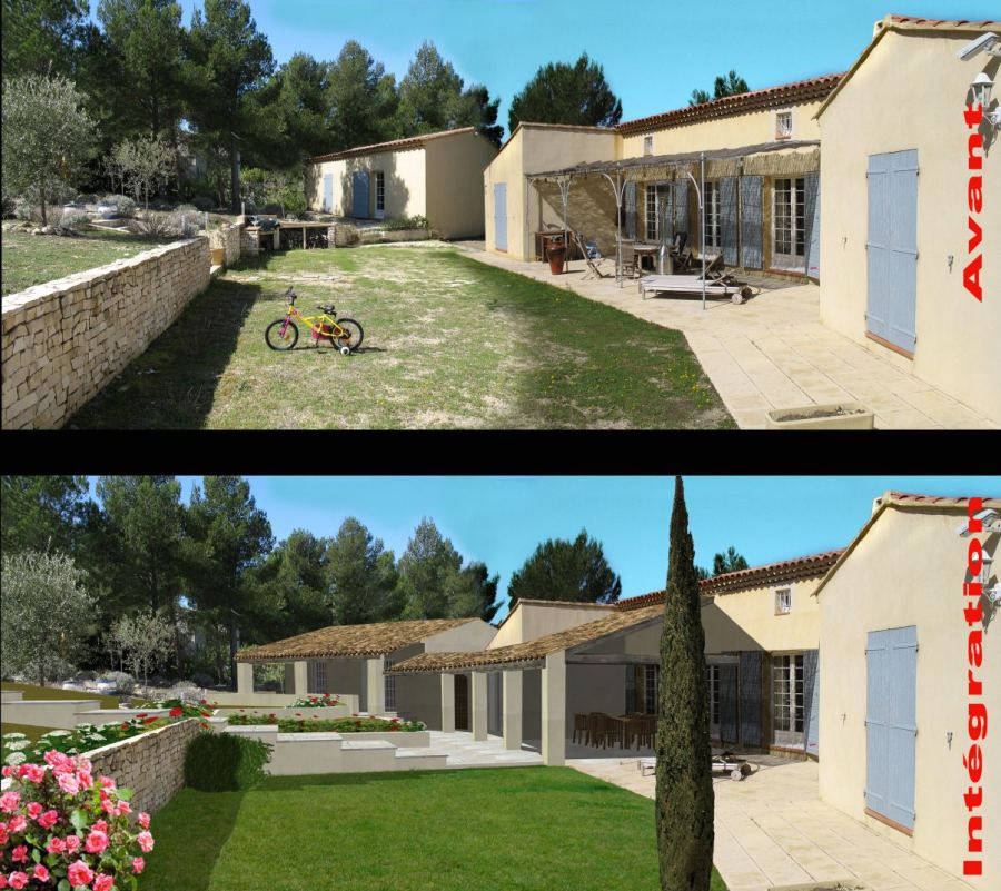 Avant / après : extension et façade (relooking), conception Yves Zoccola