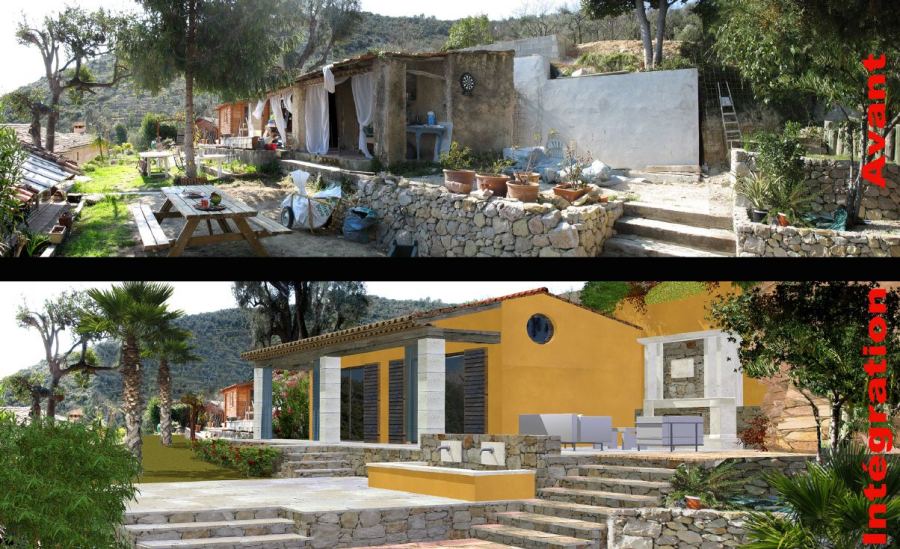 Avant / après : un cabanon devient maison (relooking), conception Yves Zoccola