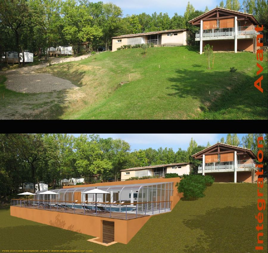 Piscine couverte de camping, Tarn-et-Garonne (82) (piscines collectives), conception Yves Zoccola